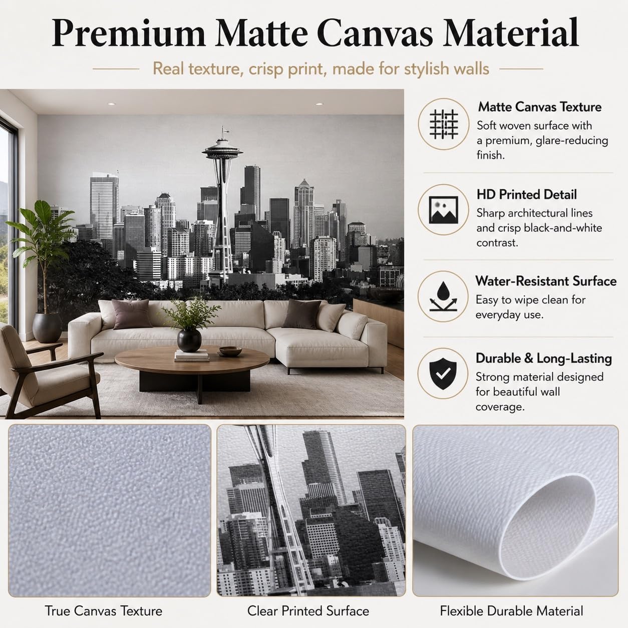 Wall Murals Peel and Stick ，Canvas murals Wallpaper Removable Waterproof Large Wallpaper for Living Room Bedroom (A11, 118×82inch)