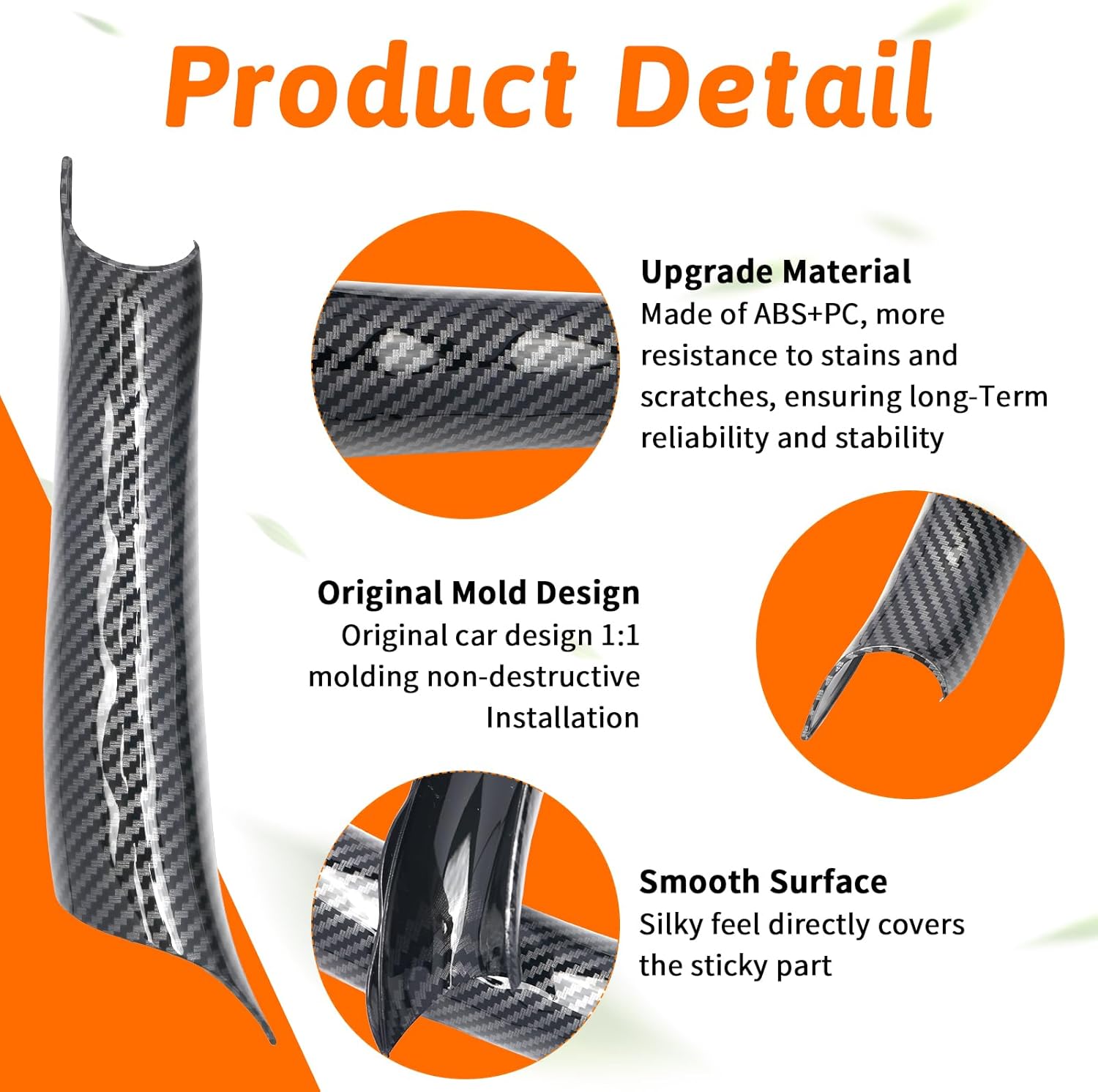 3PCS Interior Door Pull Handle Cover Trim for BMW X5 F15 F85 (2014–2018) X6 F16 F86 (2015–2018),Non-Sticky,No-Dismantle Install Left & Right, Carbon Fiber Patter