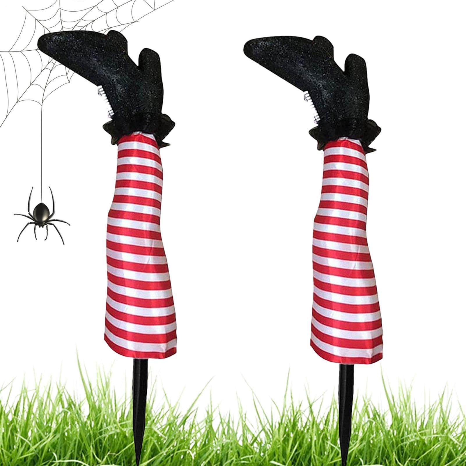 Decoración de piernas de Halloween para patio, estacas realistas de dos piezas para porche