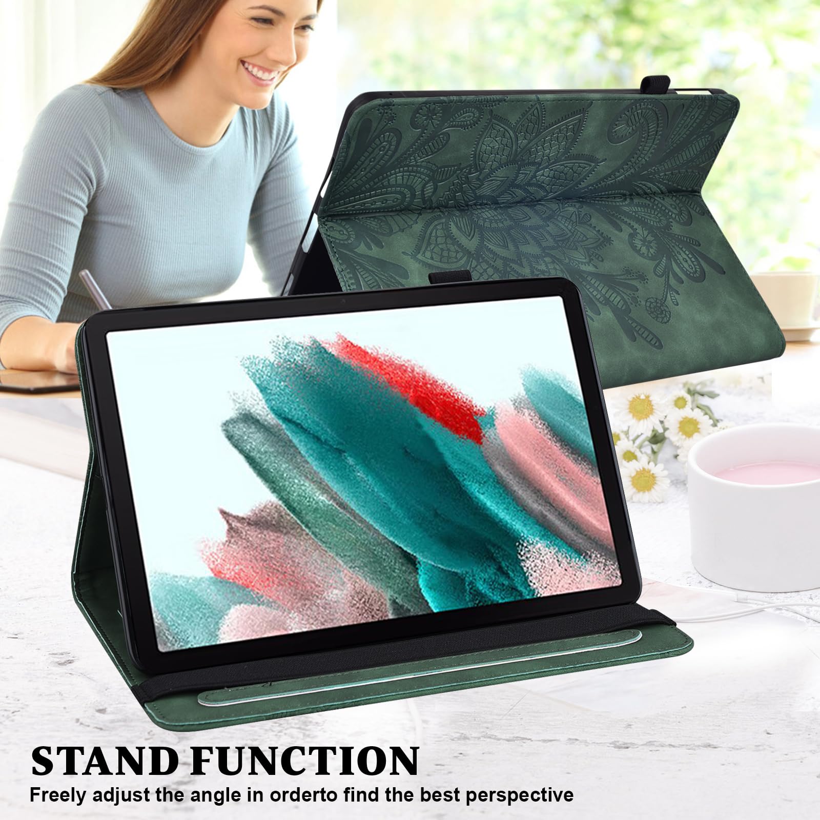 Custodia Per Lenovo Tab M10 HD (2nd Gen) 10.1'' – Cover In PU Con Portapenne E Stilo Incluso – Motivo Farfalla Verde - 6