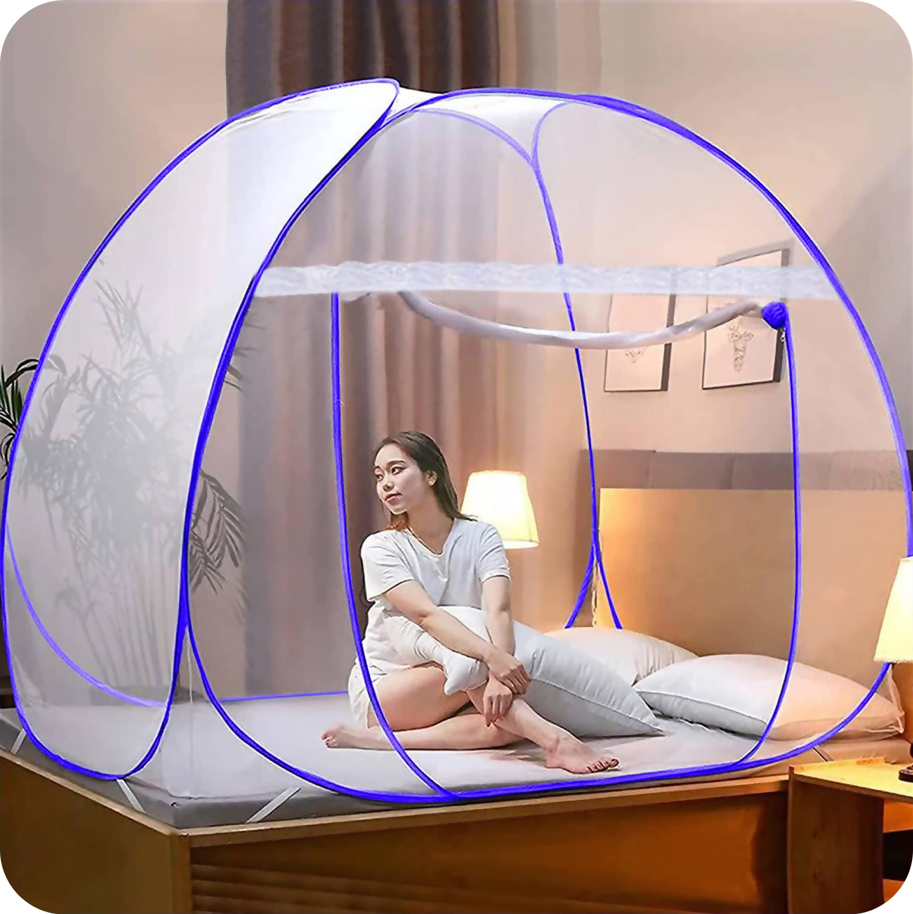CLONEZO Mosquito Net for Double Bed | King Size with a Mobile Pocket | Foldable Machardani | Polyester 30GSM Strong Net | PVC Coated Corrosion Resistant Steel Wire (Purpule, 200 X 200 X 148 Cm) (B0D945LZM6) Amazon Price History, Amazon Price Tracker
