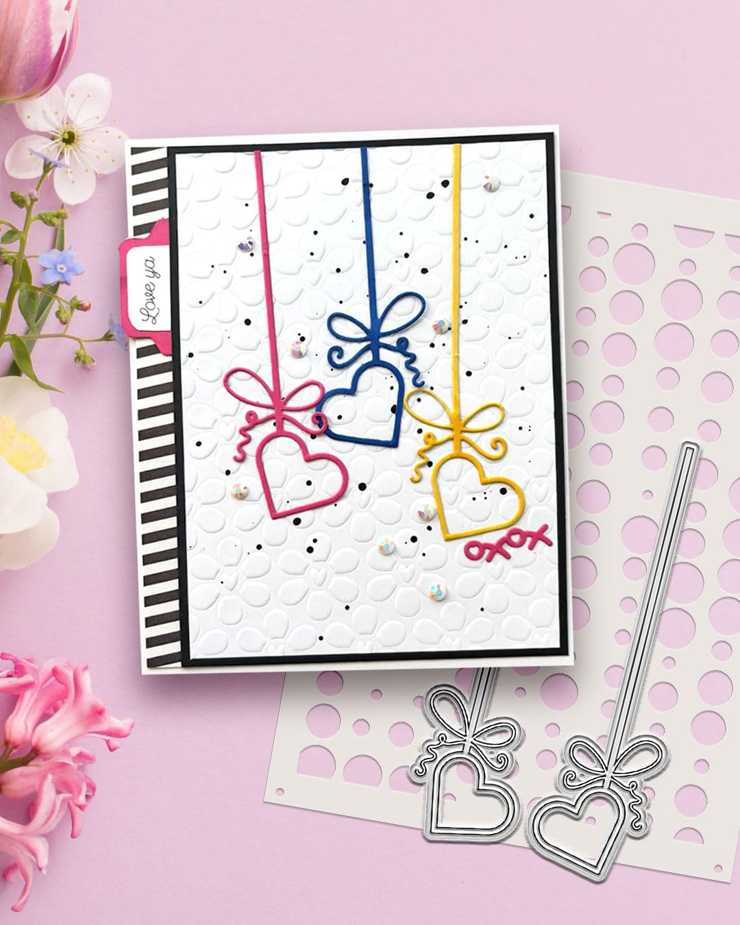 Polka Doodles Clear Heart String Dies Craft, Card Making Scrapbooking Cutter Dies - Wh