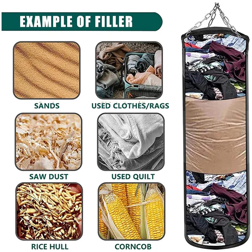Sac De Frappe,Sac De Frappe Adulte,Sac De Boxe,15PCS Suspension Boxe Punching Bag 100cm avec Gants, Bandages, chaîne rembourrée, Rotation à 360° Non REMPLIR, pour Le Muay Thai et Les Combats (Noir)