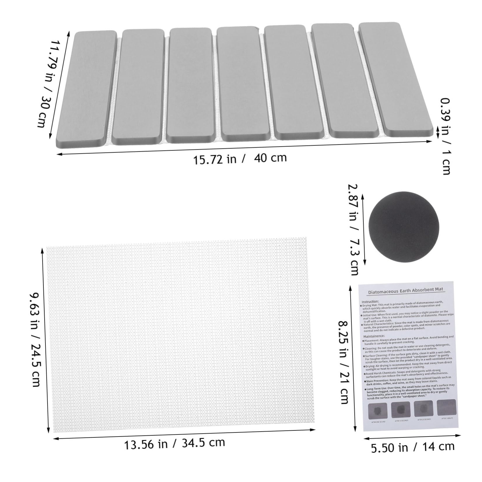 Abtropfmatte für die Küchentheke 15.75x11.81In, faltbare Kieselgur Trockenmatte mit Hitzeschutz, wasserabsorbierende Küchenunterlage zum Geschirr Trocknen