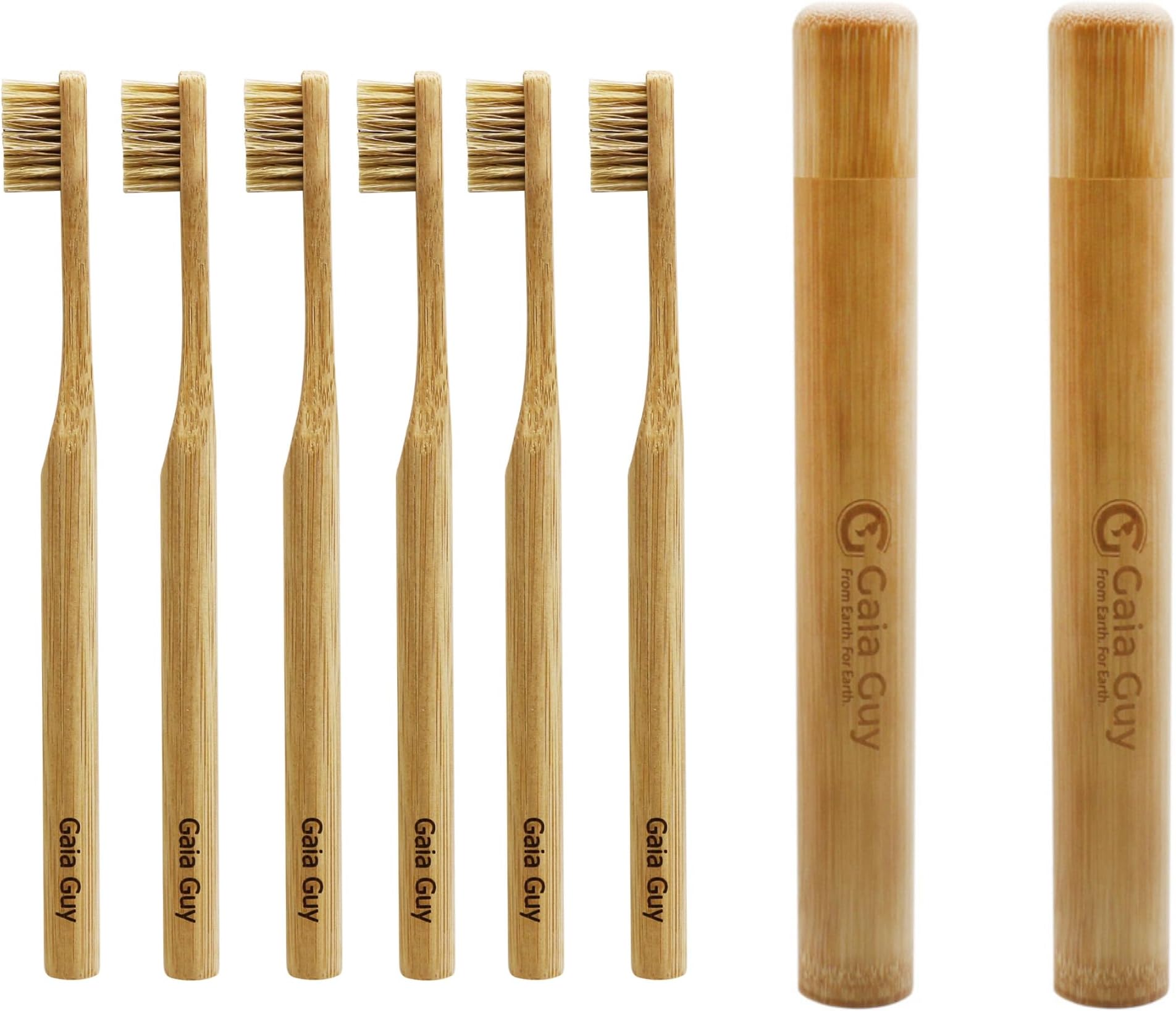 Gaia Guy Bamboo and Boar Hair Toothbrush and Travel Case