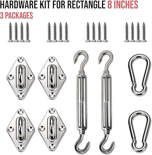 Miniatura 9 de E&K Sunrise - Kit de accesorios para toldo triangular con tensores de 6 pulgadas, acero inoxidable, juego de 1