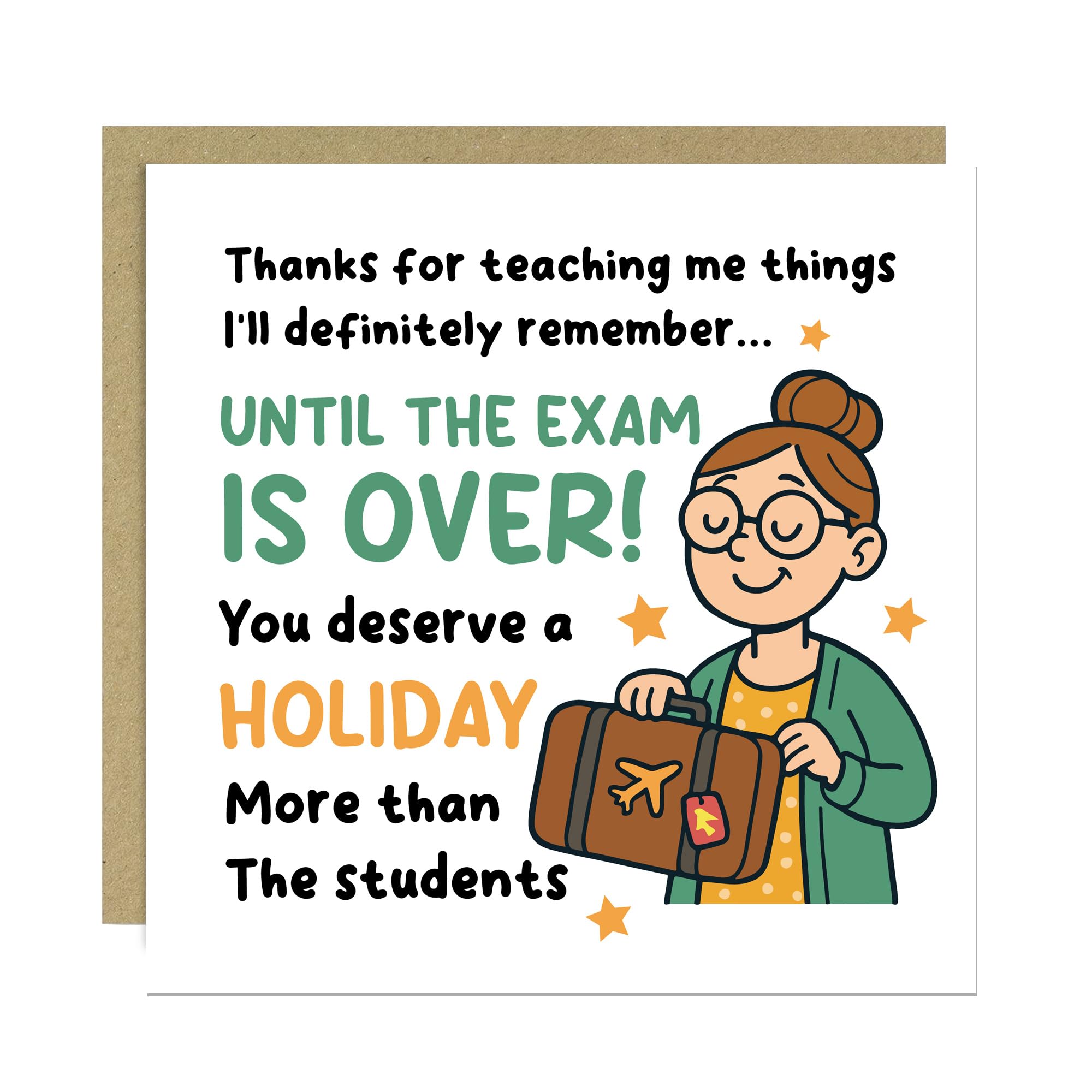 RED OCEAN Funny Card For Teacher Teacher Appreciation Card Thank You Cards For Women Men Novelty Leaving Cards With Kraft Envelope
