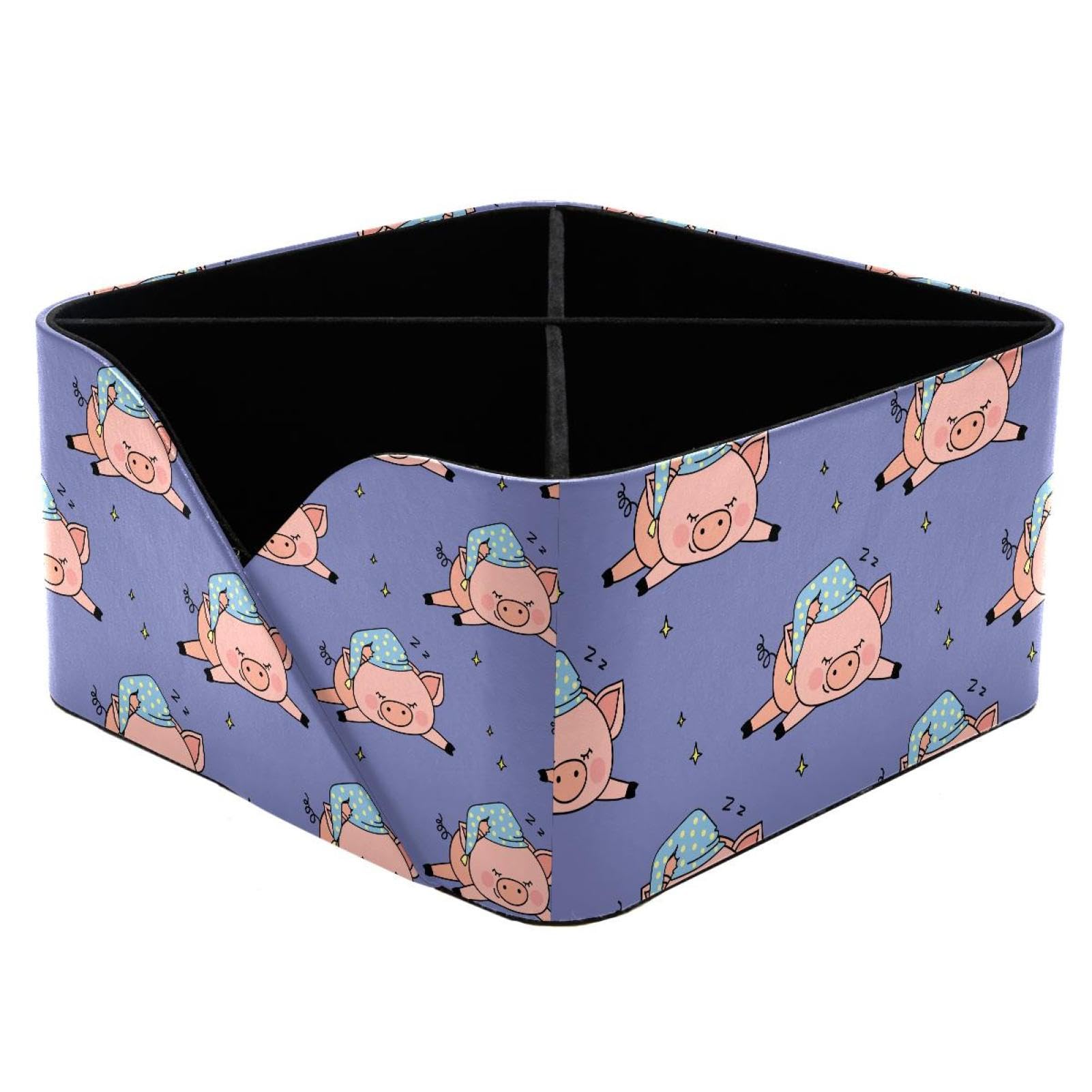 KengjuTesu Funny Sleep Pig Desktop Organizer Pen Holder, Rectangular Pencil Cup for Office, Study and Makeup Stations