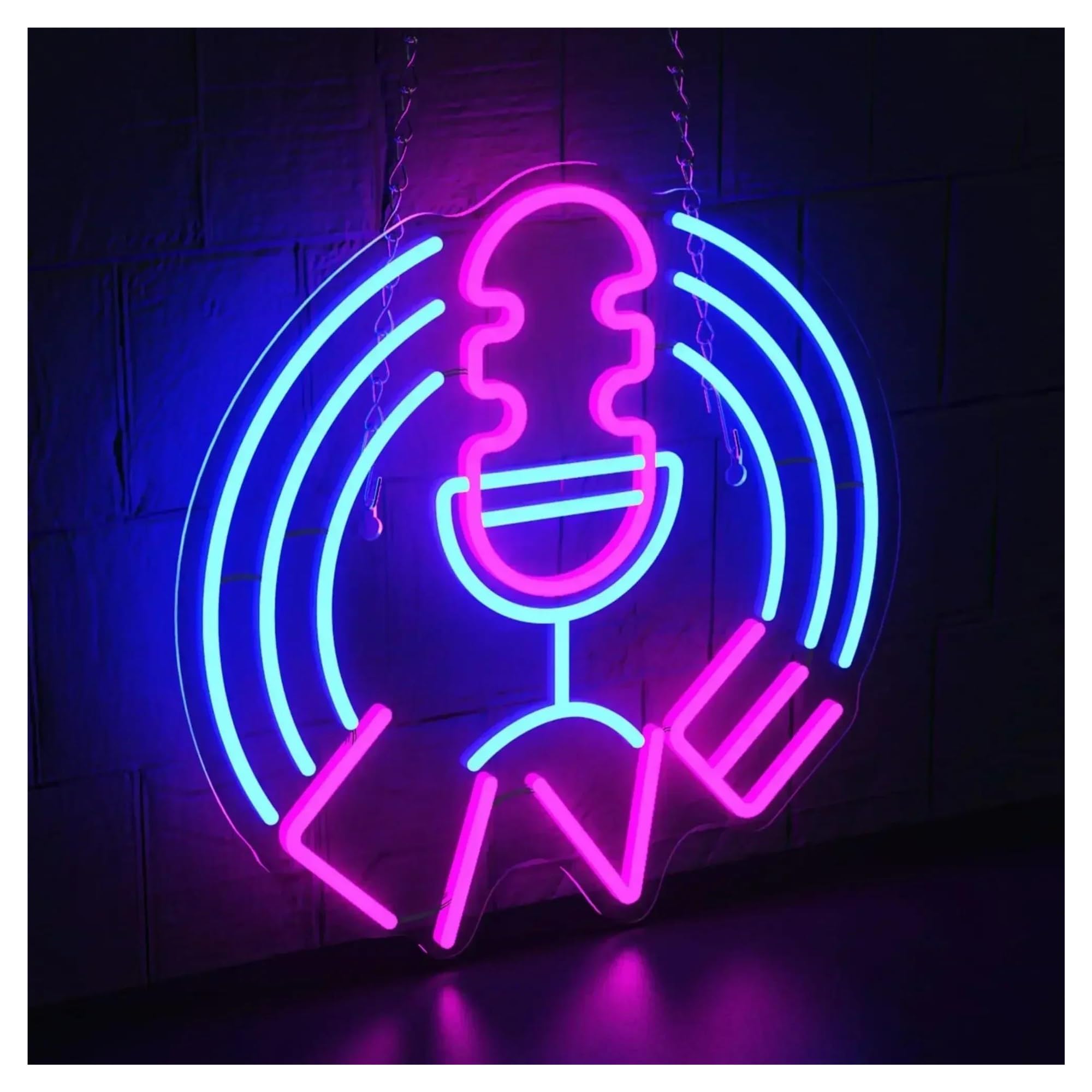 LEMST Signs Lamp Live Music Neon Sign for Home Wall Decor Neon Light for Bedroom Game Room Decor USB Powered Night Light for Bar Shop 30x30cm