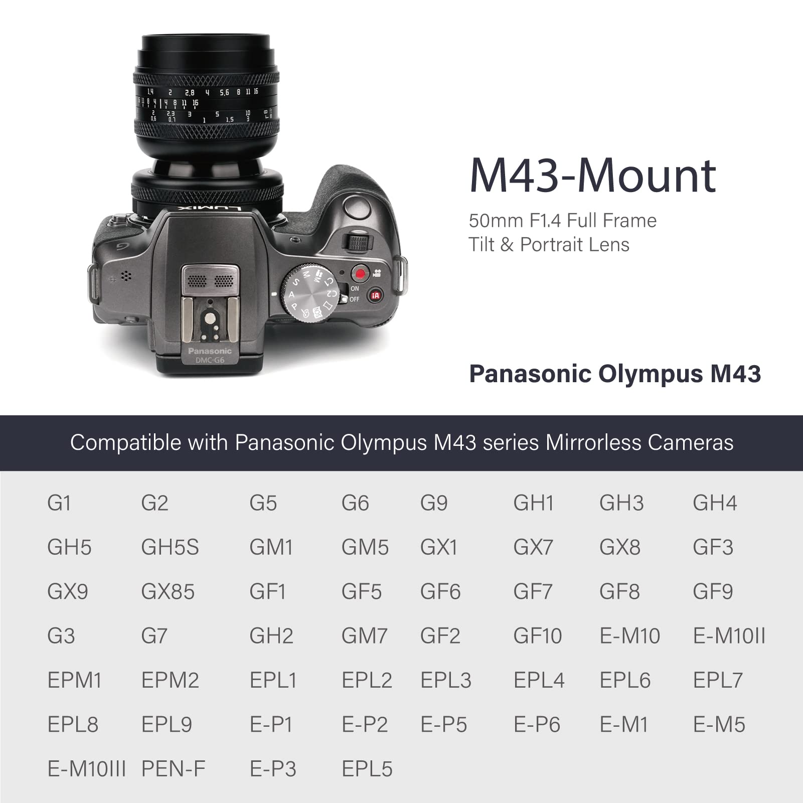 Objectif AstrHori 50mm F1.4 Tilt Pour Boîtier Plein Format Canon RF - Compatible R8, R5, R6