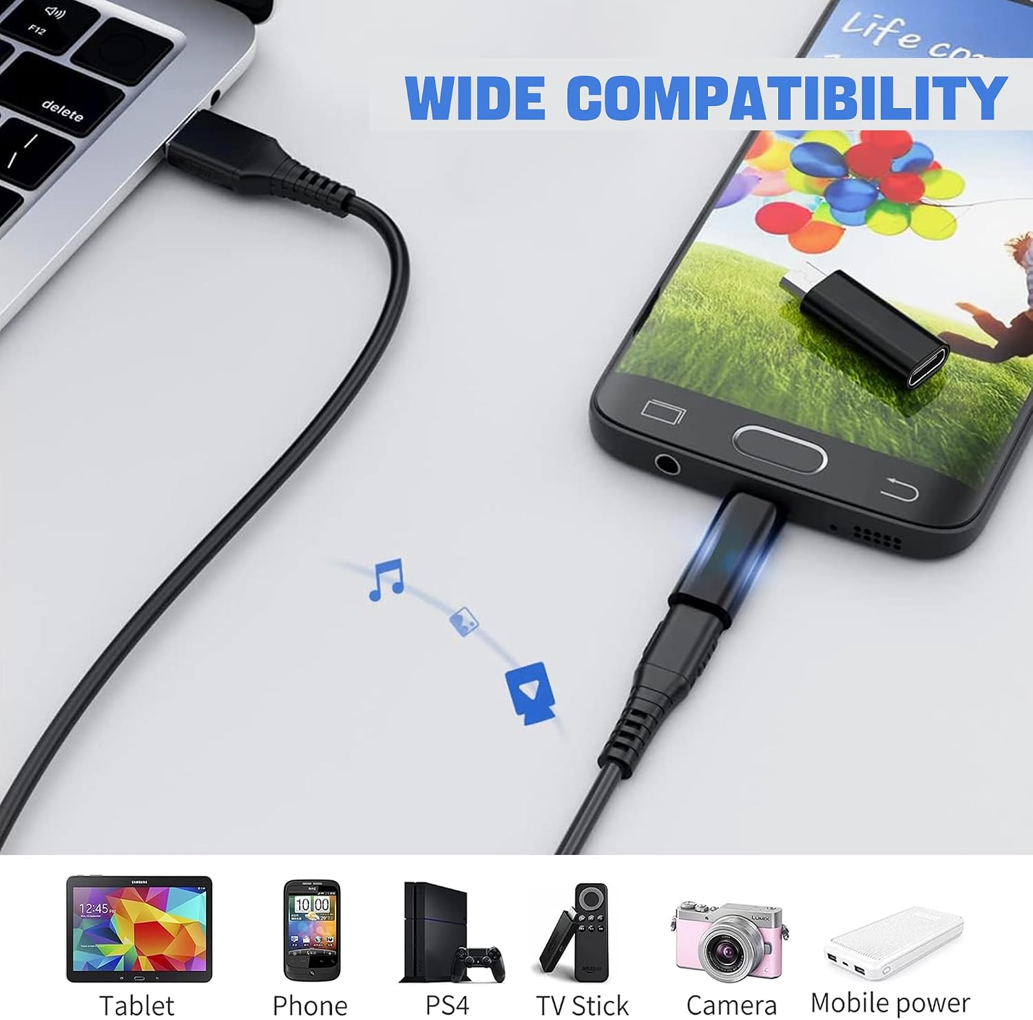 USB C Adapter, 4-Pack,2*C Female to Micro USB Male Connector,2*USB C to Mini 5-Pin USB Male Adapter,Support Charge & Data Sync, Compatible with GoPro Digital Camera MP3,Galaxy S7/S7 Edge,Nexus 5/6 etc