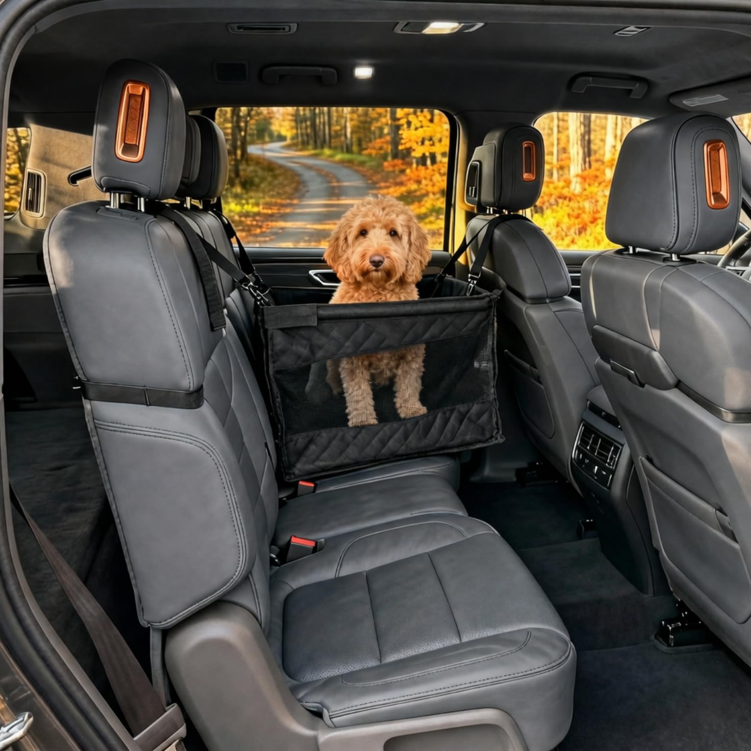 Urbiscape Dog Car Seat for Large Dogs – Sturdy Waterproof Pet Booster with Interior Tether – Washable Reinforced Travel Bed for Comfortable Trips - Large, Medium, and Small Pets - 21x21x20 - image 8