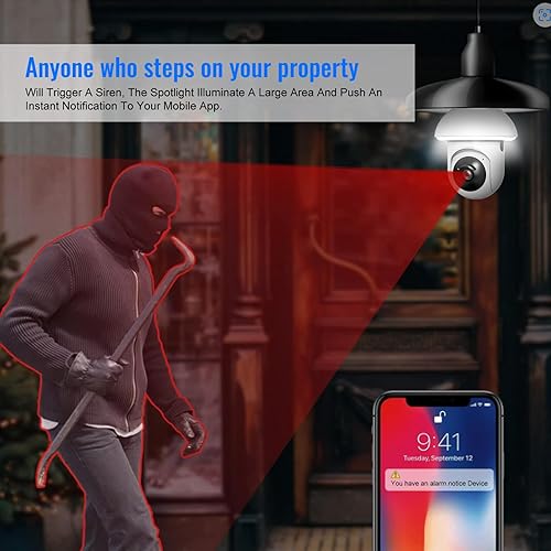 Miniatura 6 de Cámara de seguridad con bombilla de 2.4 GHz, WiFi 1080p, cámaras de seguridad inalámbricas para exteriores, detección de movimiento y alarma,