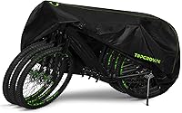Topcrown Waterproof Bike Cover for 3 Bikes XXXL - UV Dust Wind Proof Outdoor Storage Black+Green 210D Fabric w/Bag