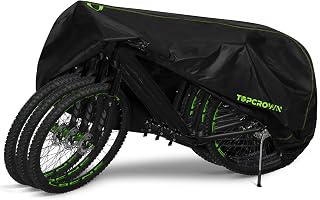 Topcrown Waterproof Bike Cover for 3 Bikes XXXL - UV Dust Wind Proof Outdoor Storage Black+Green 210D Fabric w/Bag