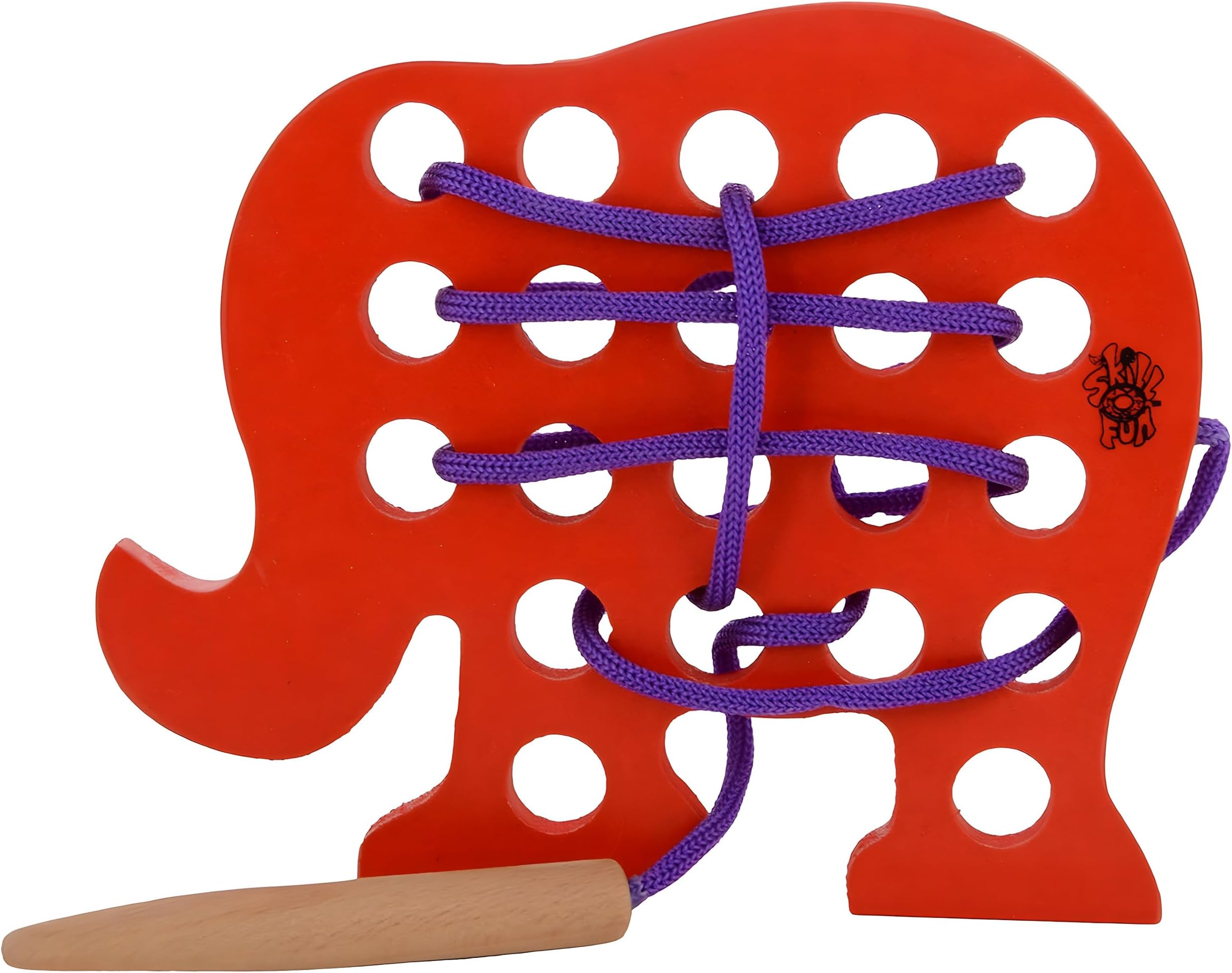 Wooden Elephant Lacing Toy, Developed for Montessori Schools, Enhance Fine Motor Skills, Hand-Eye Coordination, Screen-Free, Encourage Creativity, Storytelling, & Imagination
