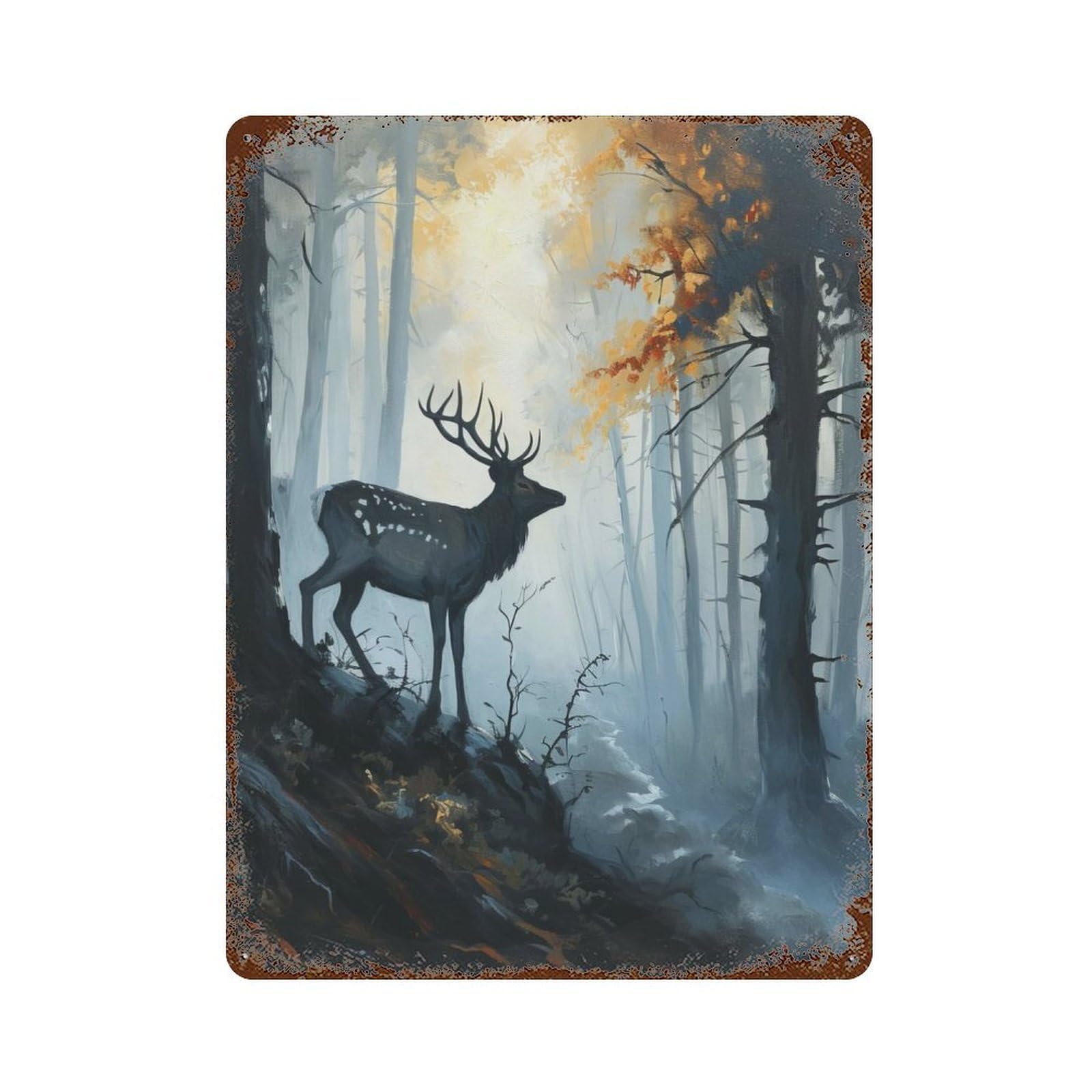 Vintage Metal Tin Sign with Sylvan Stag Design 15.7"x11.8", for Garage, Bar And Workshop Decor, Novelty Wall Decor