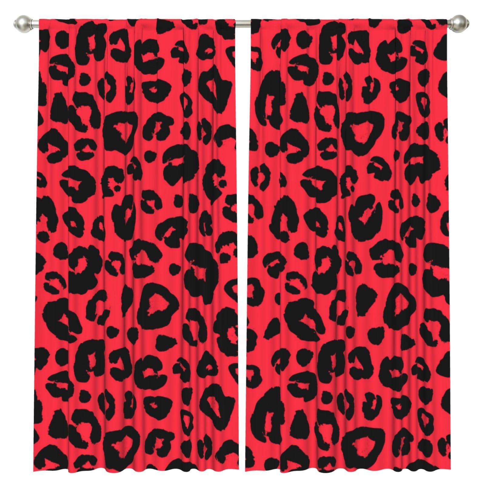 InOmak Leopard Lion Tiger Animal Pri, 2 Panels Window Curtains 52 x 84 Inch Blackout Curtains for Living Room Bedroom