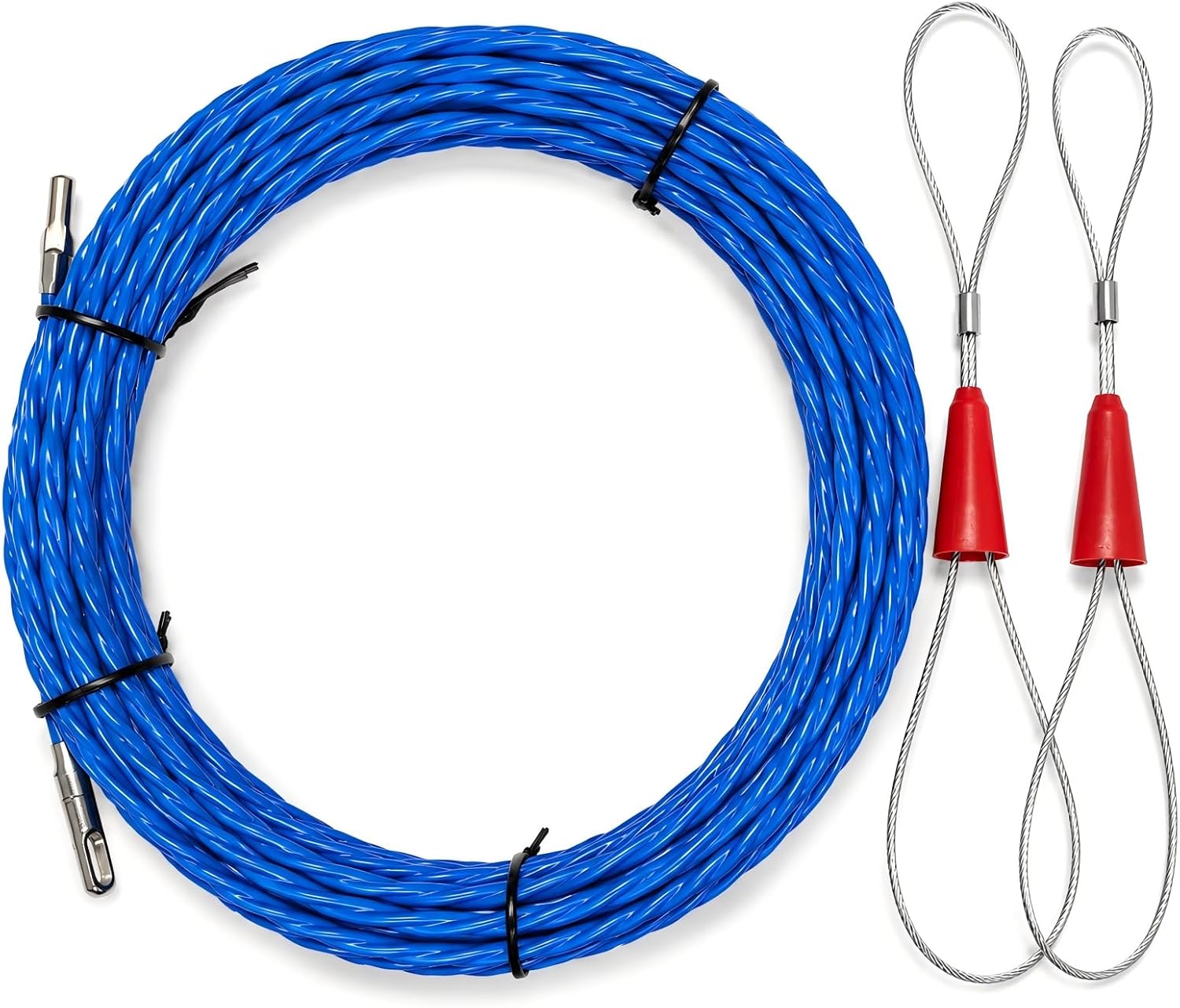 30M 100ft Fish Tape Cable Puller, 4.2mm Duct Rodder Tool, Orange Puller Kit | Flexible 30M fish tape with swivel head and fastener helps pull wires through wall conduit ceilings and ducts for wiring jobs