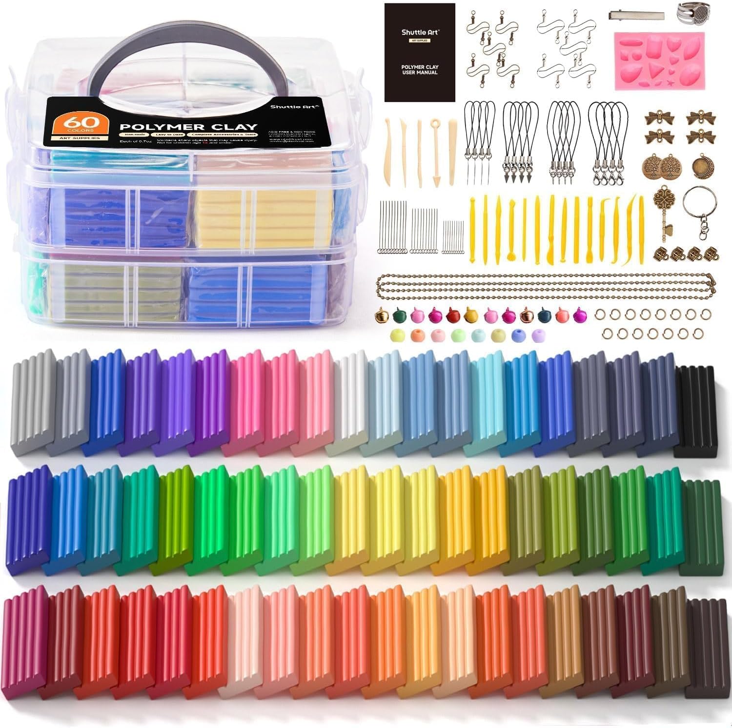 Shuttle Art 60 Colours Polymer Clay, Oven Bake Clay Kit for Kids