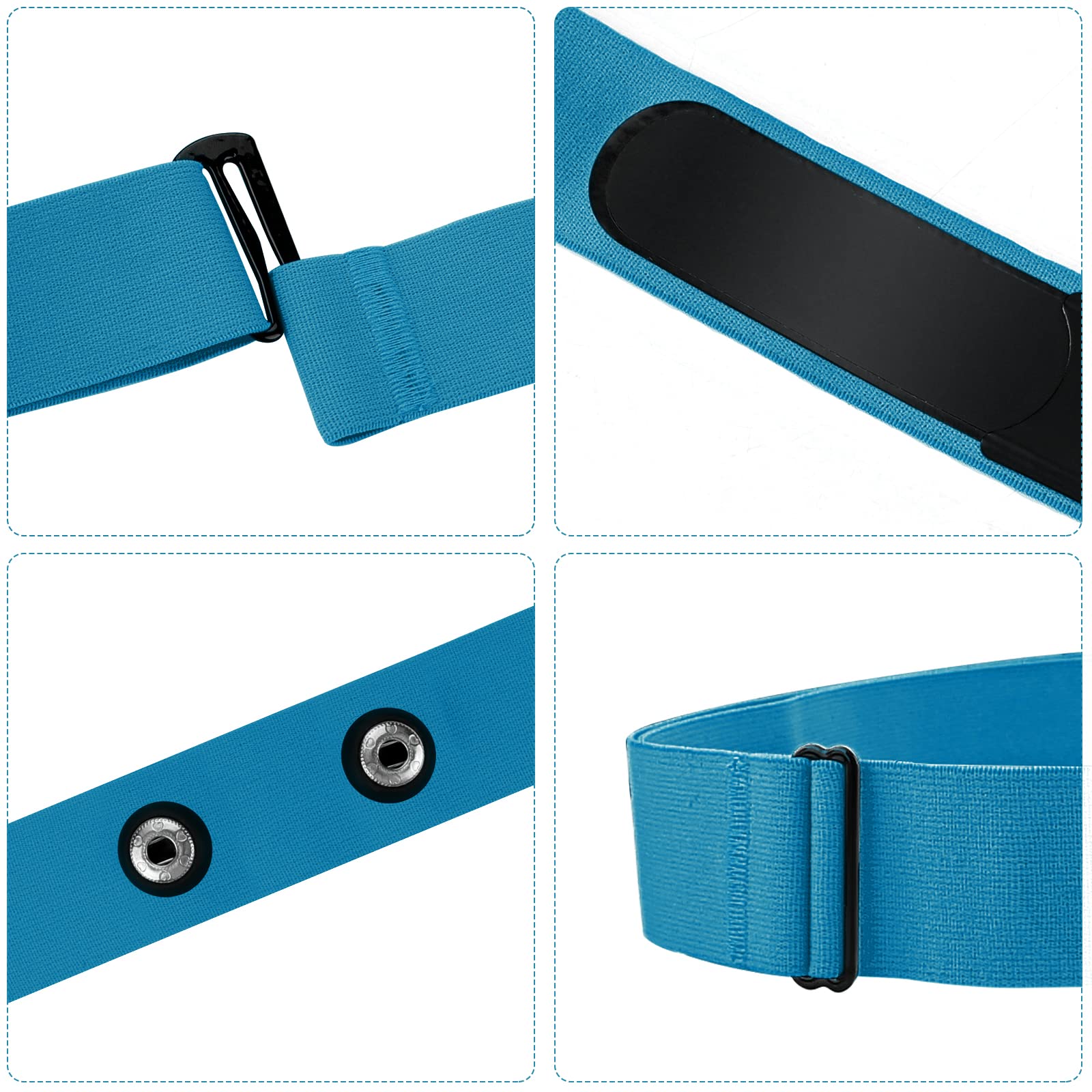 Ceinture Cardio Ceinture de Remplacement Elastique Sangle de Poitrine pour Garmin, Wahoo Sport Moniteur de Fréquence Cardiaque (Bleu Ciel)