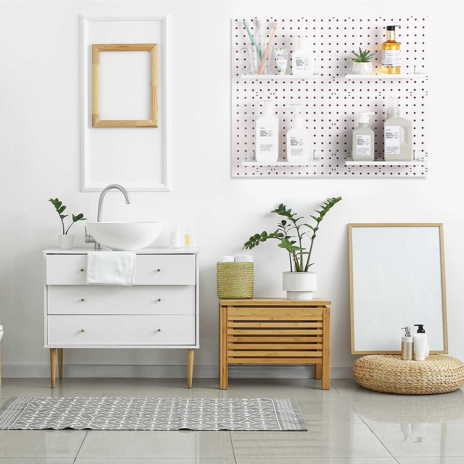 Lineshading Stecktafel-Regale, 25,4 x 10,2 cm, Metall-Regalhalterungen, Stecktafel-Zubehör, Wand-Organizer für Bastelraum, Zuhause, Garage, Kinderzimmer, Werkbank, Küche (weiß), 4 Stück