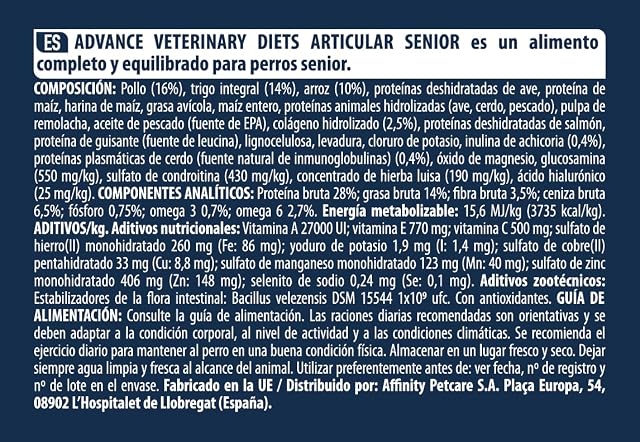Foto 5 de 6 de Advance Veterinary Diets - Pienso para perros senior + 7 años Advance Articular Care +7 Dietas Veterinarias