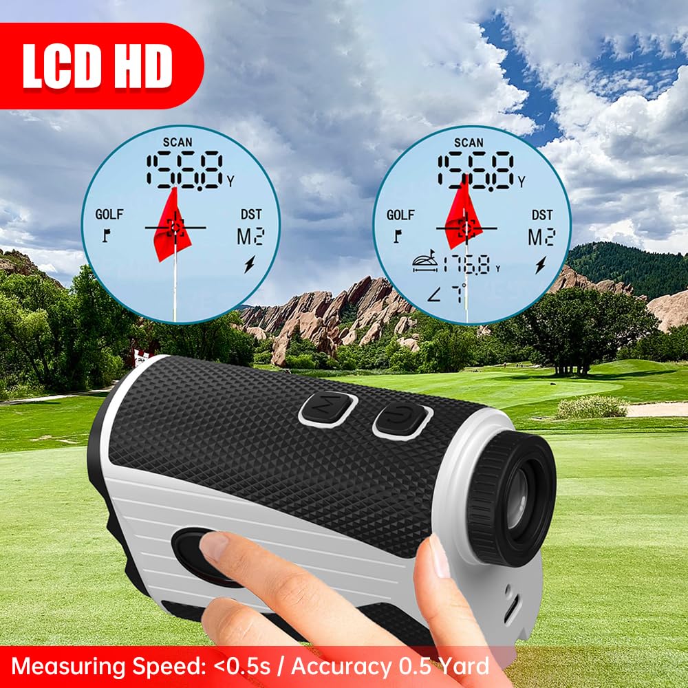Telemetro da golf con ingrandimento 7x, telemetro laser da 1200 metri con compensazione della pendenza, vibrazione Flag-Lock e batteria ricaricabile, ideale per golfisti, caccia e attività all'aperto