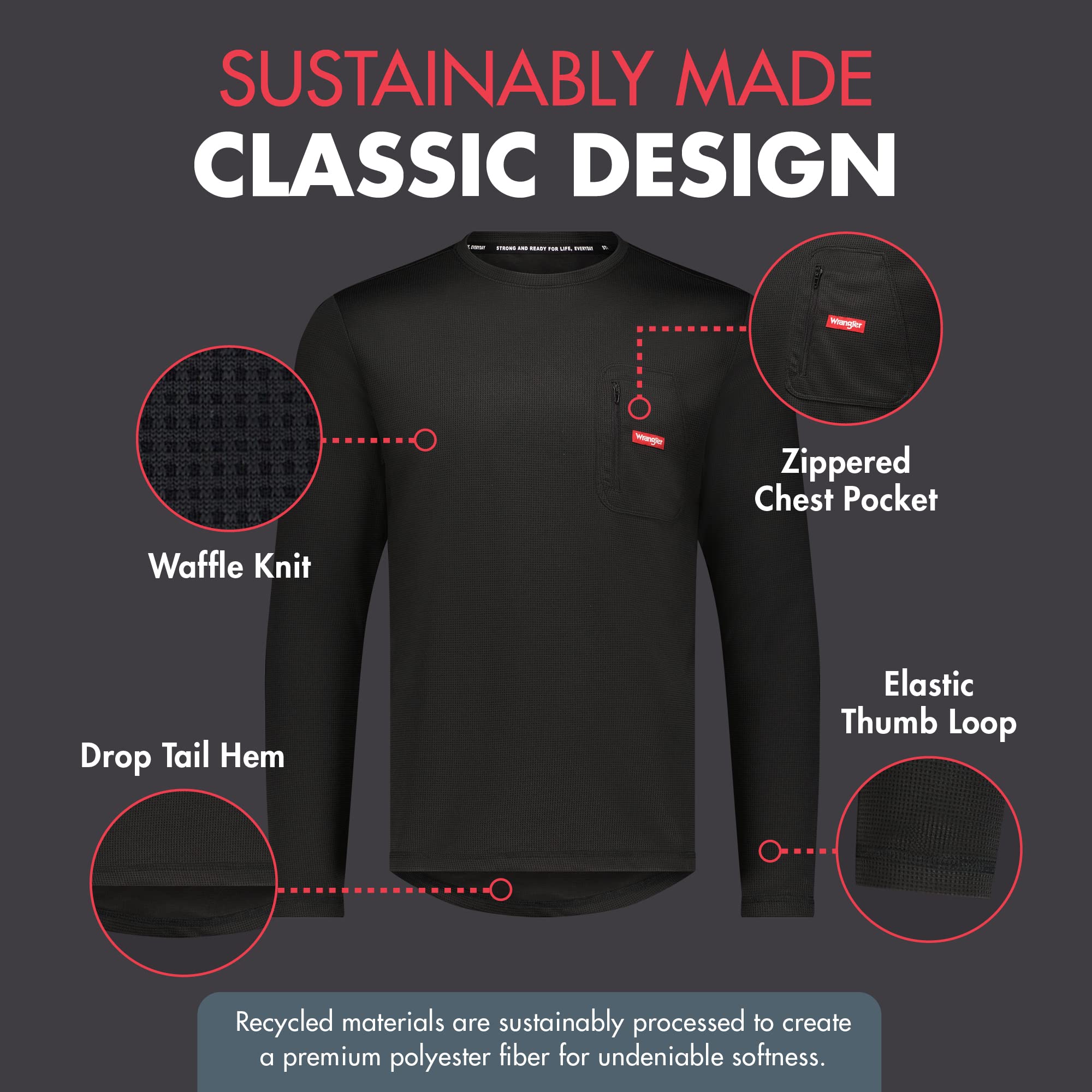 Wrangler - Maglia termica da uomo a maniche lunghe (nero) - Camicie da strato base per il freddo - Biancheria intima termica per uomo