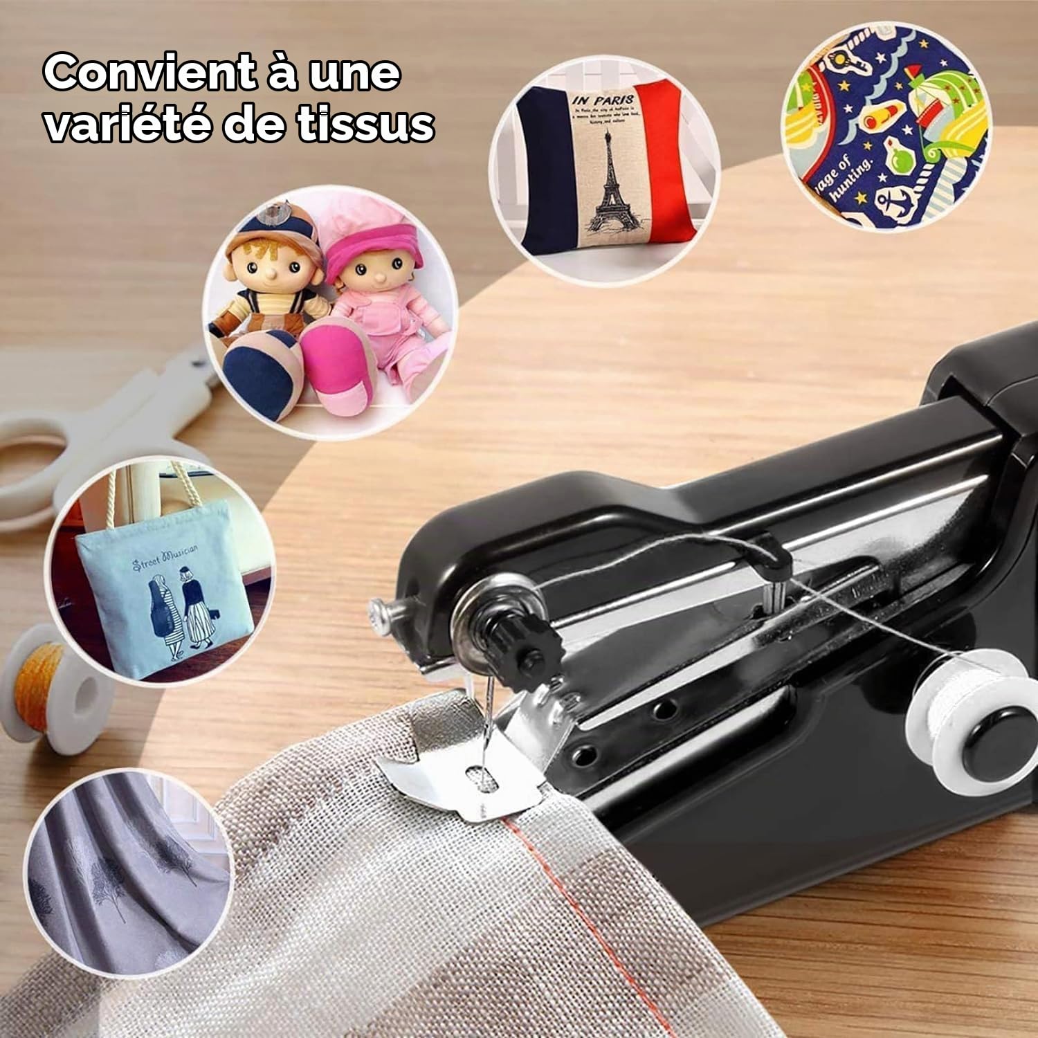 Machine a Coudre Couture, Sicomne Machine à Coudre Portative Enfant Debutant Mini Machine a Coudre Manuelle Portable Électrique Machine a Coudre a Main pour Vêtements Tissus Voyage à Domicile Noir