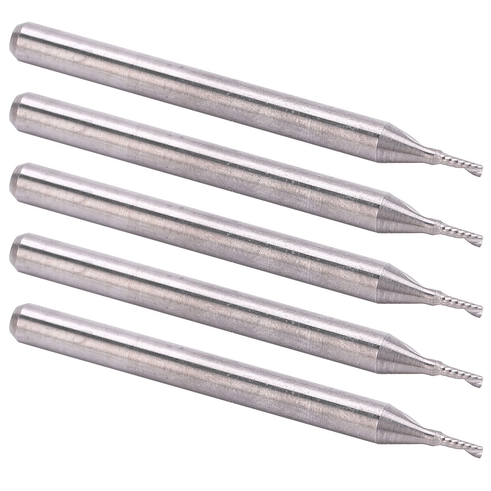 Marhynchus Frez Spiralny, Zestaw Frezów CNC ze Stali Wolframowej 5 szt. Głowica Tnąca 1 Mm Trzpień 3,175 Mm Długość 39 do Rzeźbienia w Drewnie Router CNC i Grawerowanie