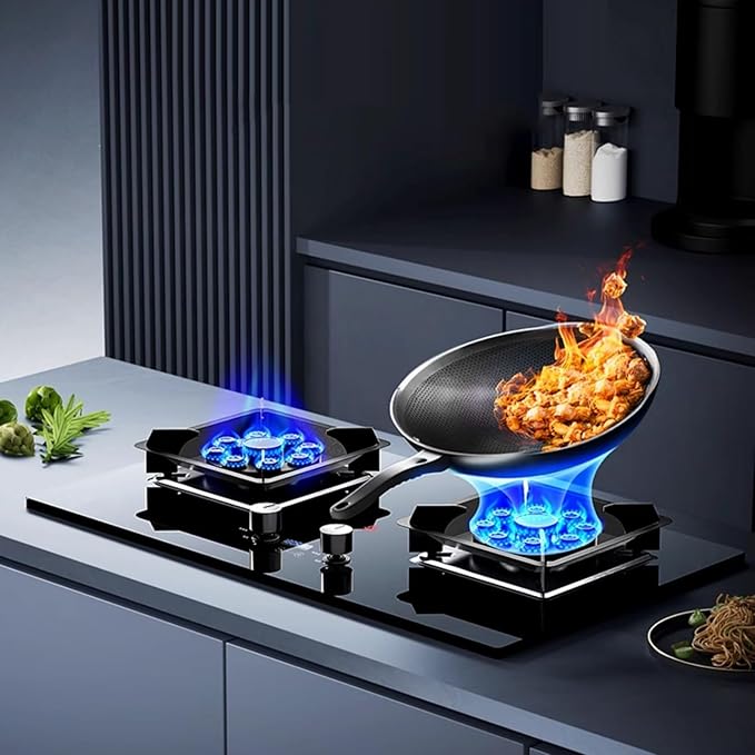 Estufa a Gas 2 Quemadores 5.2KW Vidrio Templado Negro con Temporizador miniatura 2
