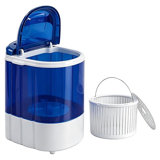 SUPER DEAL Portable Washing Machine, Single Tub Small Laundry Washer 5.7 lbs Washing Capacity for Apartments, Dorms,Traveling, RV, Semi-automatic Laundry 110V, Blue