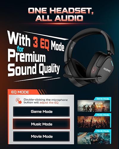 Vista 2 de NUBWO Auriculares inalámbricos para juegos para PS5, PC, PS4 - Auriculares duales de 2.4G y Bluetooth para juegos simultáneos, modos de sonido EQ