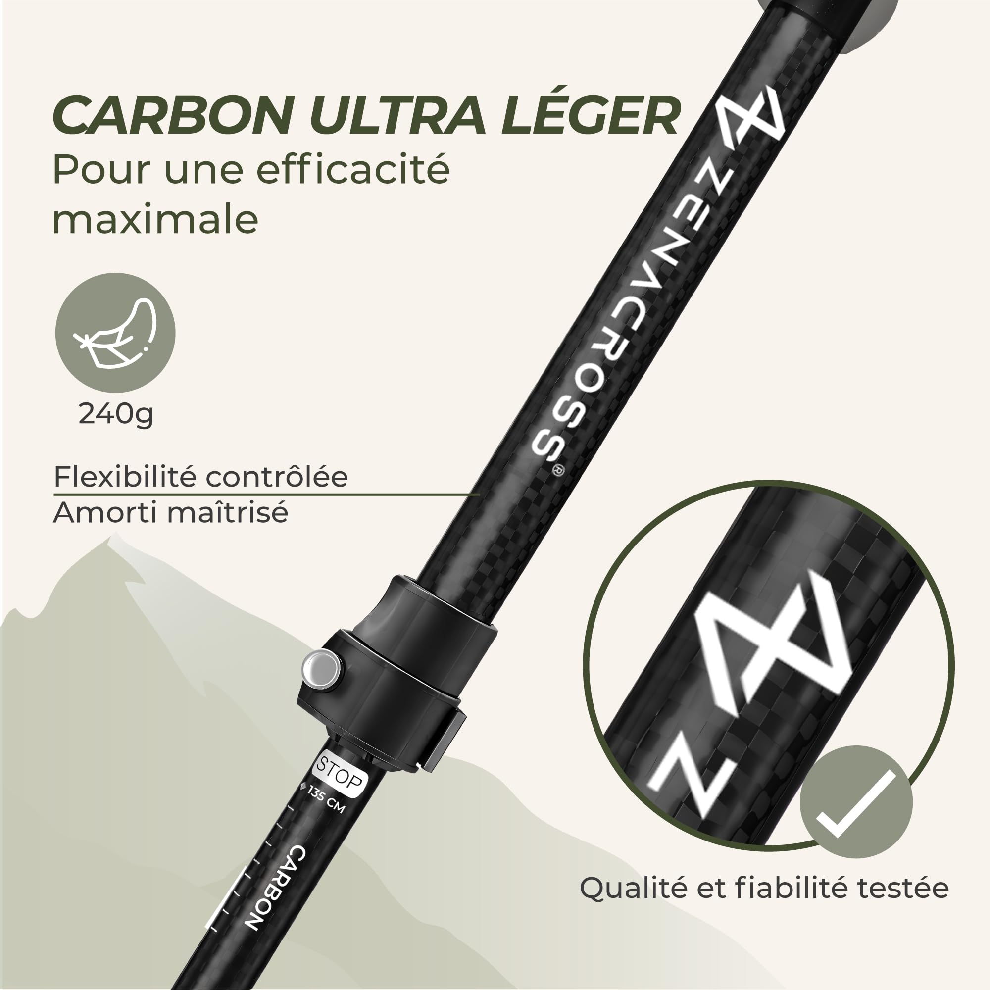 Bâtons de Randonnée - Bâton de Marche Télescopique | Marche Nordique · Homme & Femme · Poignée Liège Naturel · Ultra Léger · Réglable · Accessoires Randonnée