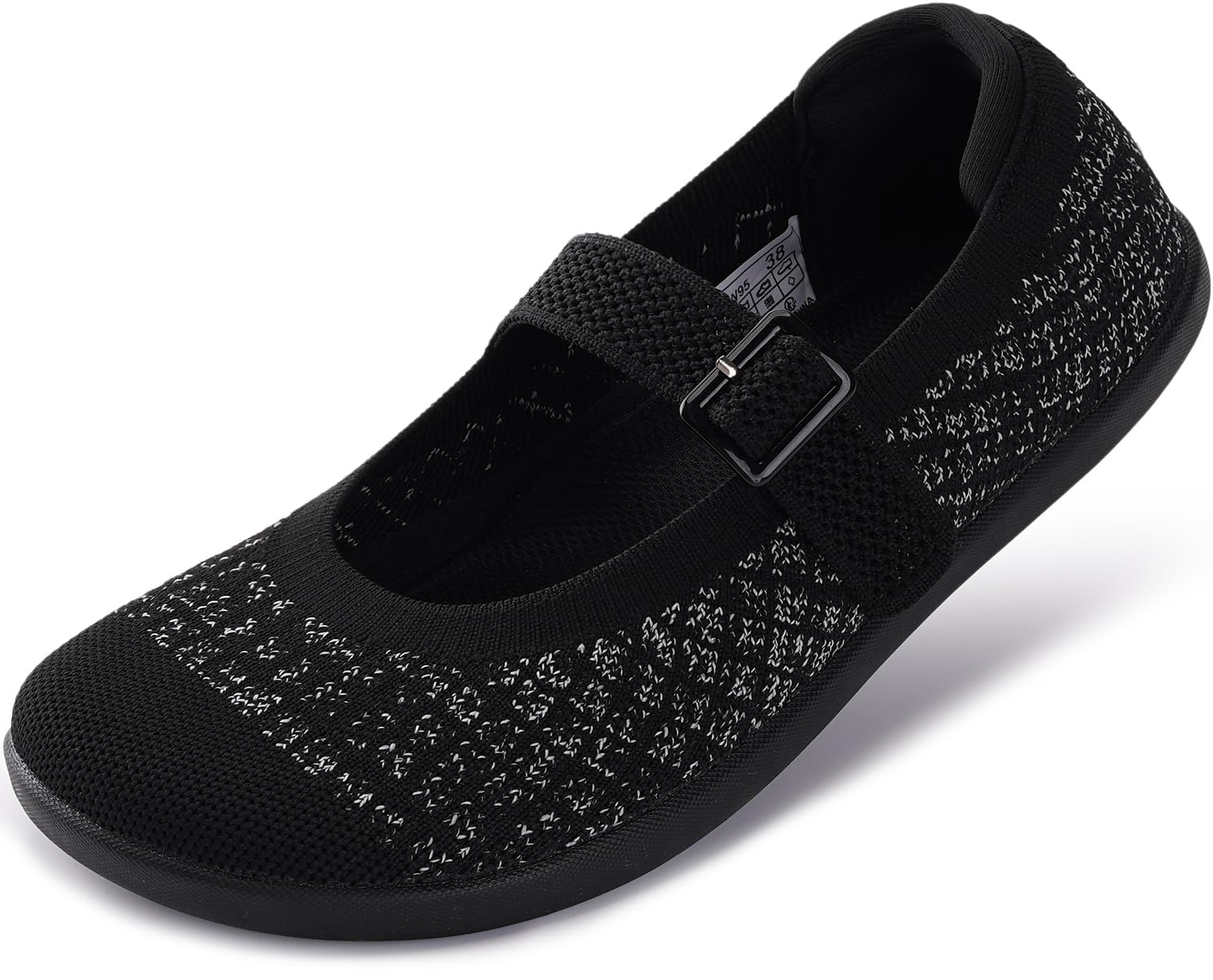 WHITIN Womens Wide Toe Box Barefoot Mary Jane Flats + Zero Drop