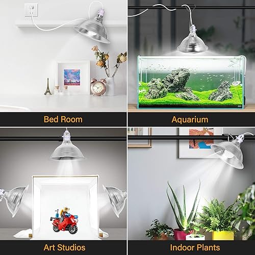 Vista 63 de Simple Deluxe Lámpara de abrazadera de 150 W con reflector de aluminio de 8.5 pulgadas (no incluye bombilla), cable de 6 pies, 1 paquete, color negro