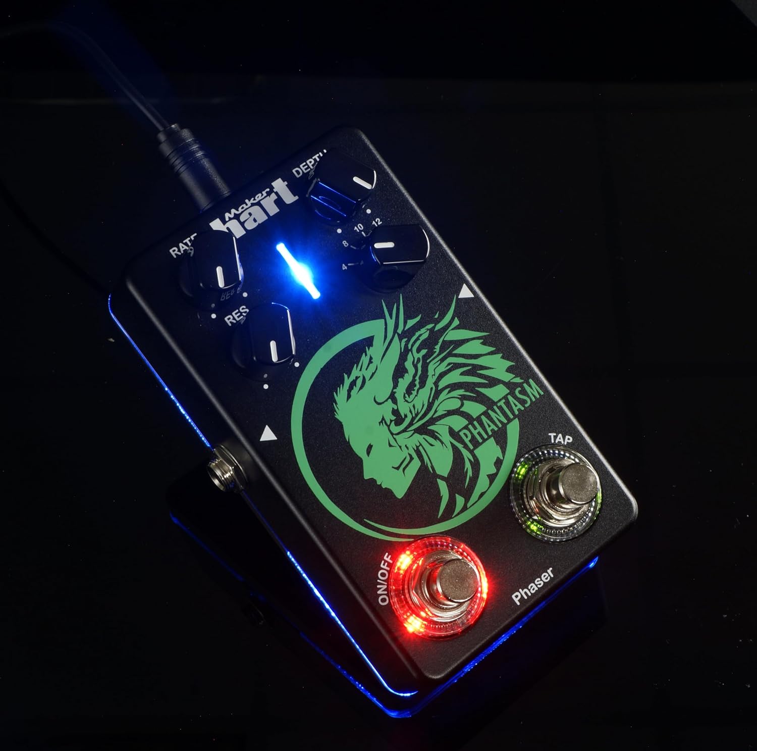 Maker hart PHANTASM/PHASER Phaser Pedal with TAP TEMPO – Dynamic 12-Stage Phaser, Real-Time Rate Adjustment High-Performance DSP 4 Knobs for Customizable Tone guitar effect pedal