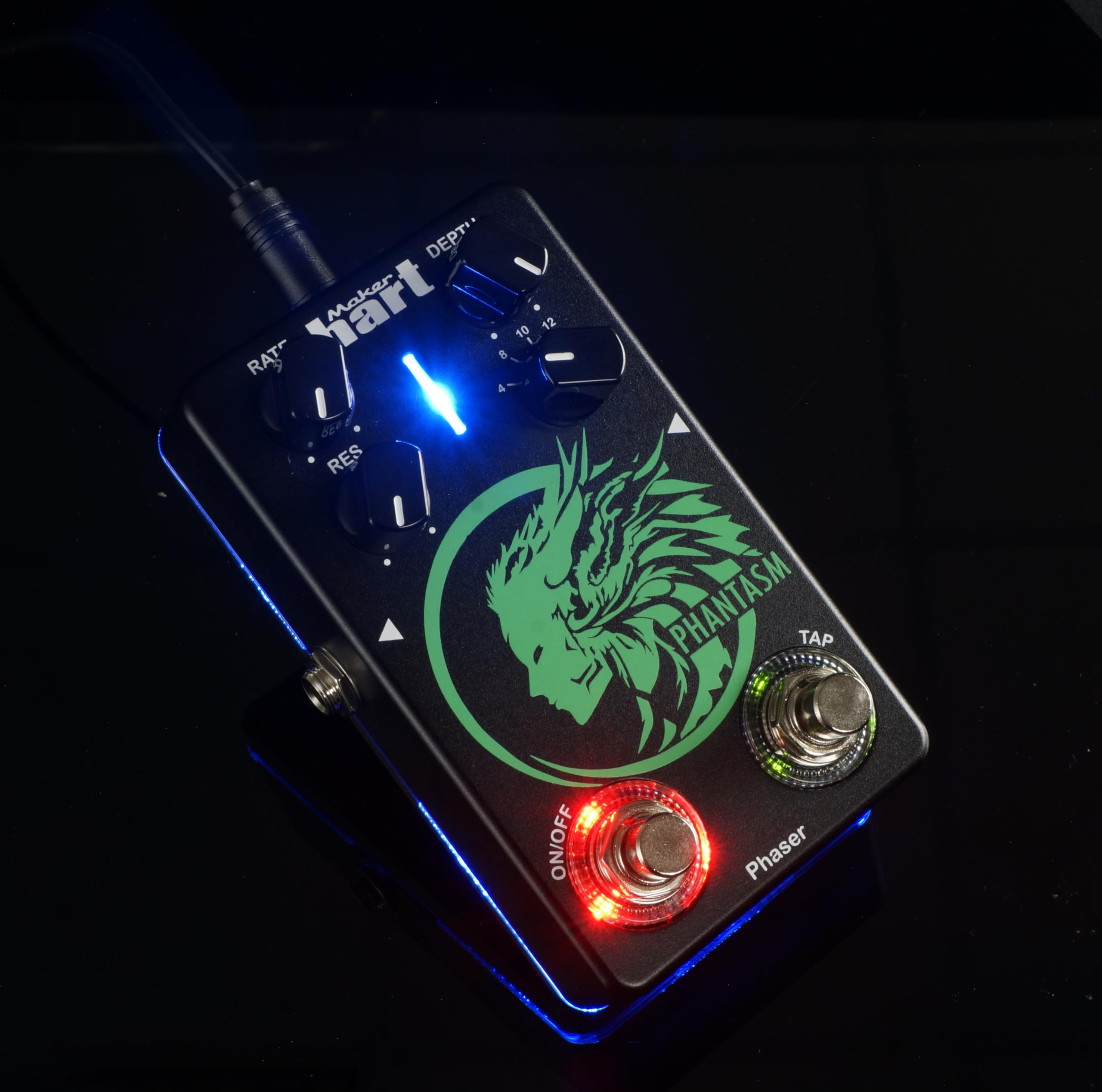Maker hart PHANTASM/PHASER Pedale Phaser con TAP TEMPO – Phaser dinamico a 12 stadi, regolazione della velocità in tempo reale DSP ad alte prestazioni 4 manopole per pedale effetto chitarra tono