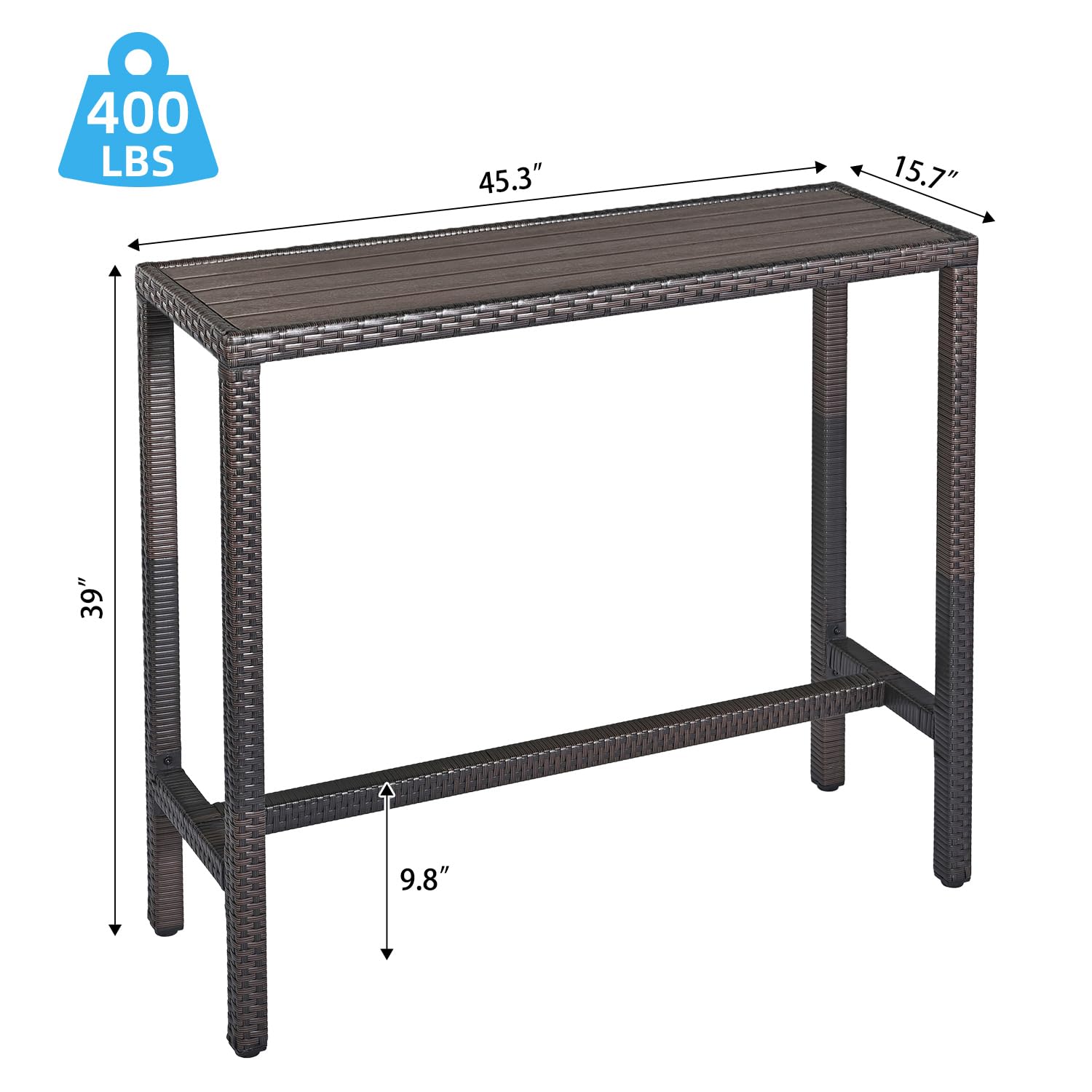 Outdoor Table Homenjoy Square Outdoor Bar Table, High Top