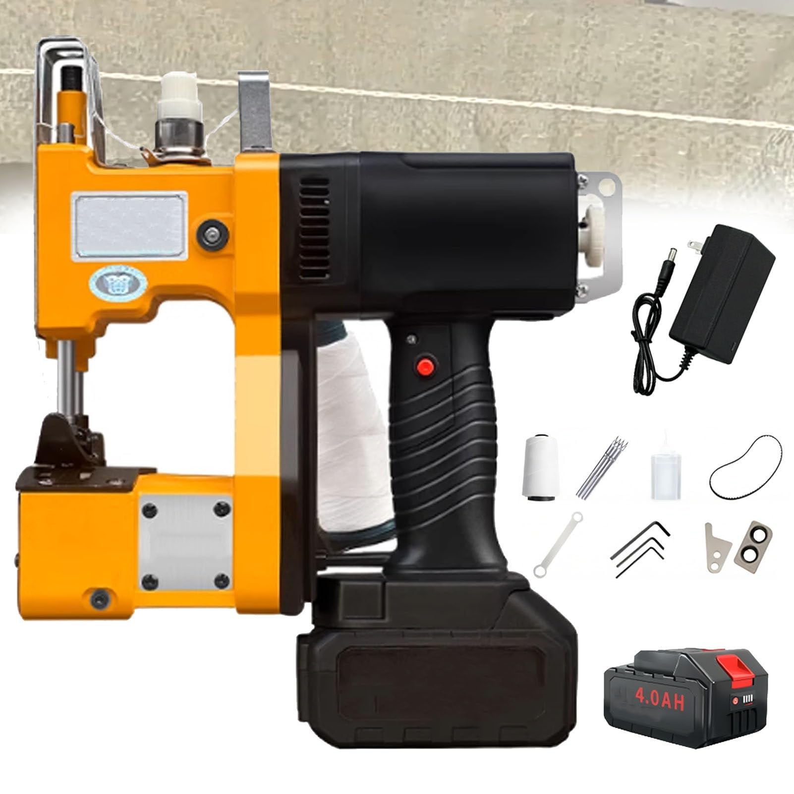 Macchina da Cucire Portatile per Sacchetti, Cucitrice Elettrica a Batteria Senza Fili, con Taglio Automatico del Filo, per Imballaggio Sacchetti Carta, Pelle di Serpente E Tessuto 4.0AH-1Battery