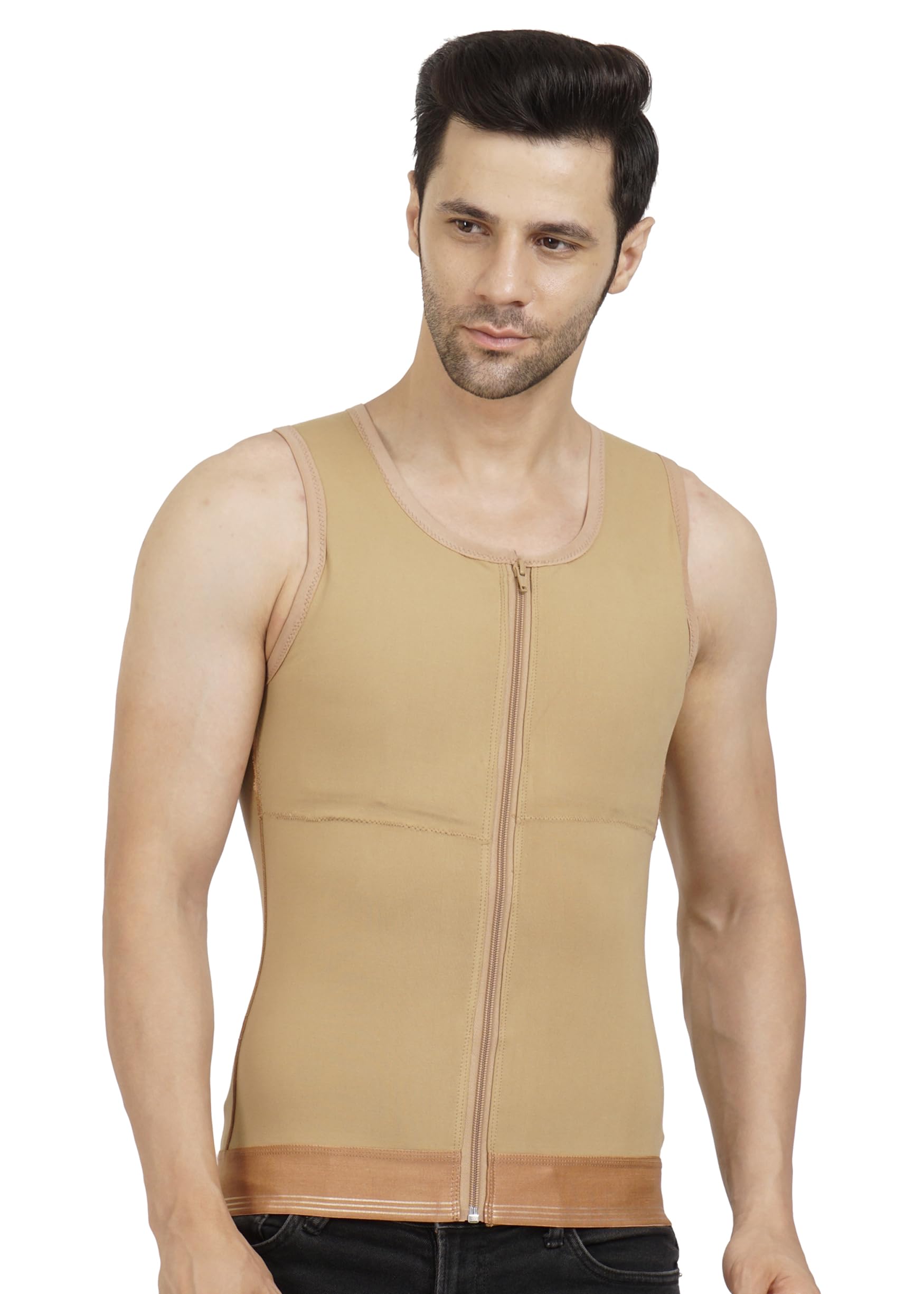 GYNECOMASTIA Compression Full Vest | MICROPOLY Fabric | Front Hook and Zip Closer | Tomboy Chest Binder | Chest and Abdomen Support | Chest Shapewear-image-34