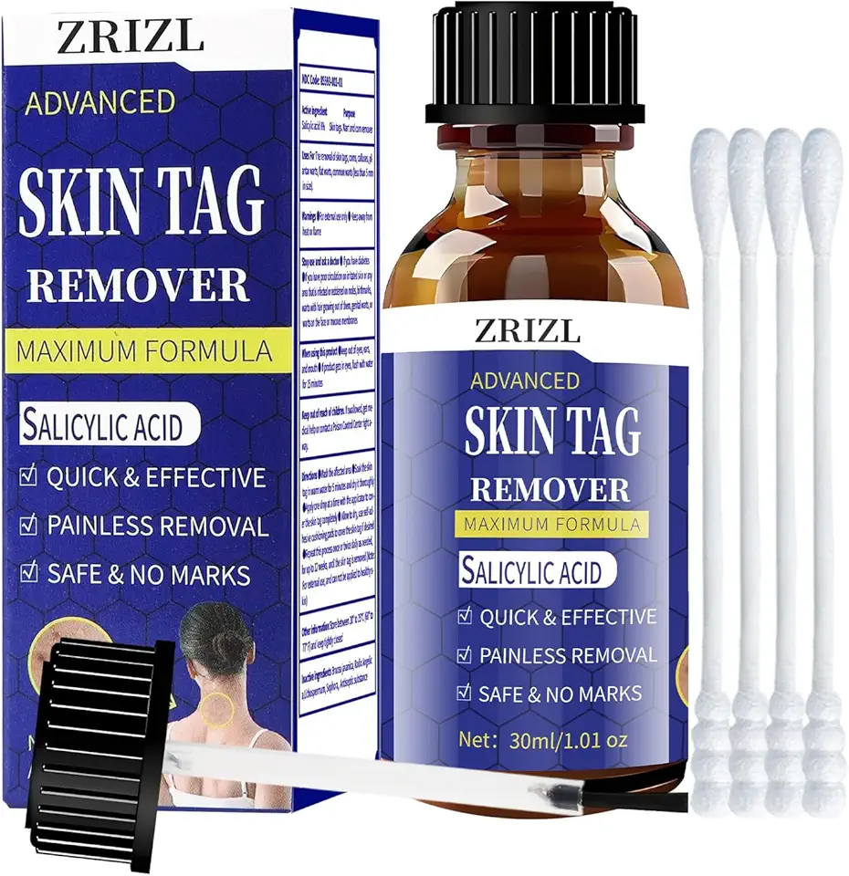 Fast-Acting Skin Tag Remover for Body and Neck - Natural, Mild Salicylic Acid Formula, Use a Brush applicator Skin tag Remover Precisely and painlessly and Quickly.Safe for Sensitive skin30ML