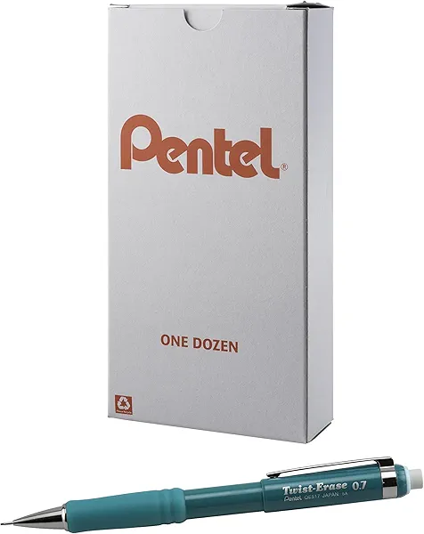 Pentel Twist-Erase III Mechanical Pencil, (0.7mm), Turquoise Barrel, 12 Count (QE517D2) Pack of 1