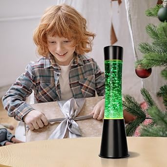 16IN Green Glitter Lamp, Big Glitter Flow in Liquid Relaxing Motion Light, Home Decor Calming and Entertaining Lamp, Amazing Gifts for Adults & Kids (Glitter in Green Water)