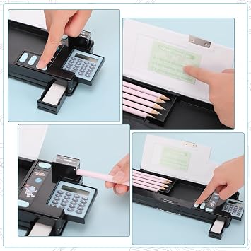 20Pcs School Supplies Stationery Set with Pop Up Multifunction Pencil Case, 4B Erasers, Rulers Set, HB Pencils, Essentials Stationary Set for Students Back to School Supplies, Black
