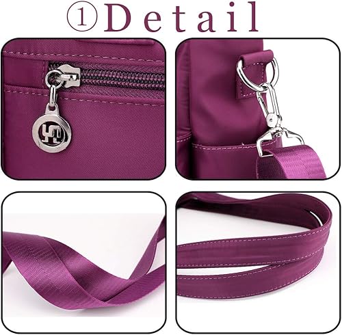 Miniatura 7 de Bolsas de nailon para mujer, impermeable, bolsa de hombro casual, bolso ligero, bolsa de múltiples bolsillos