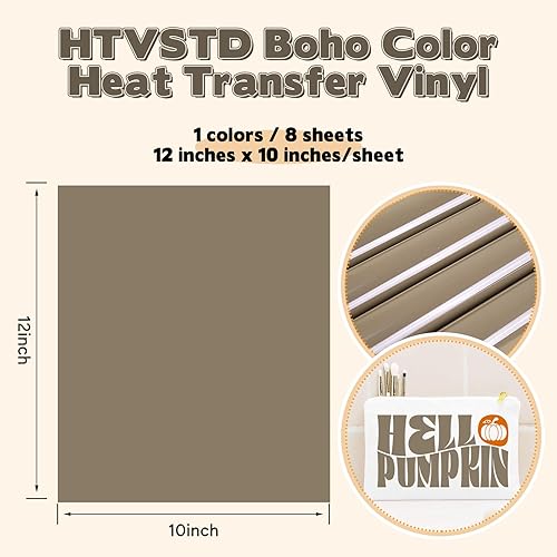 Miniatura 9 de Vinilo de transferencia de calor en tono de piel, 12 unidades de vinilo de transferencia de calor marrón Netural de 12 x 10 pulgadas, vinilo HTV