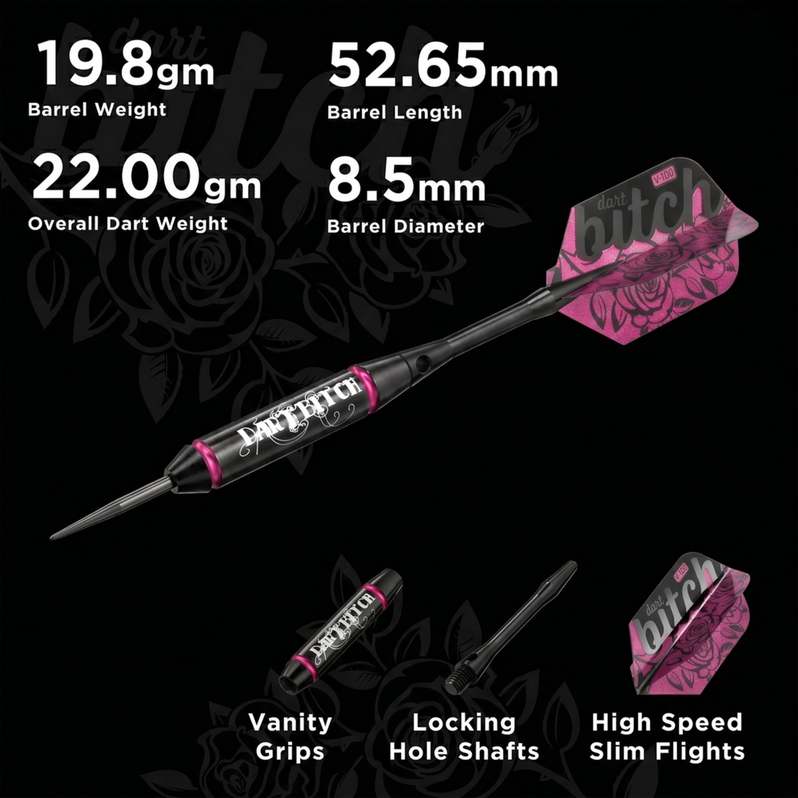 Viper rzutki ze stalową końcówką do przechowywania/etui podróżne: Dart Bitch, 22 gramy