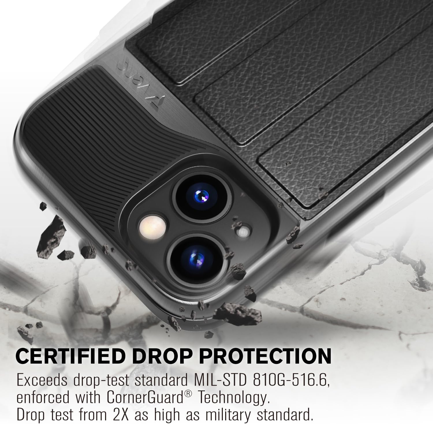 VENA Wallet Case Compatible with Apple iPhone 13 (6.1"-inch), vCommute (Military Grade Drop Protection) Flip Leather Cover Card Slot Holder with Kickstand (Space Gray) - Image 5